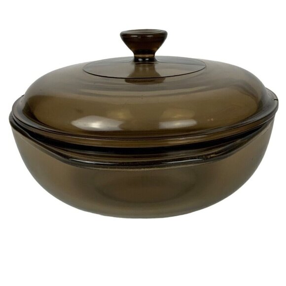 Corning Vision Pyrex 1.5L Round Casserole Dish Amber Glass 023 623 Vintage 70s - Picture 2 of 12